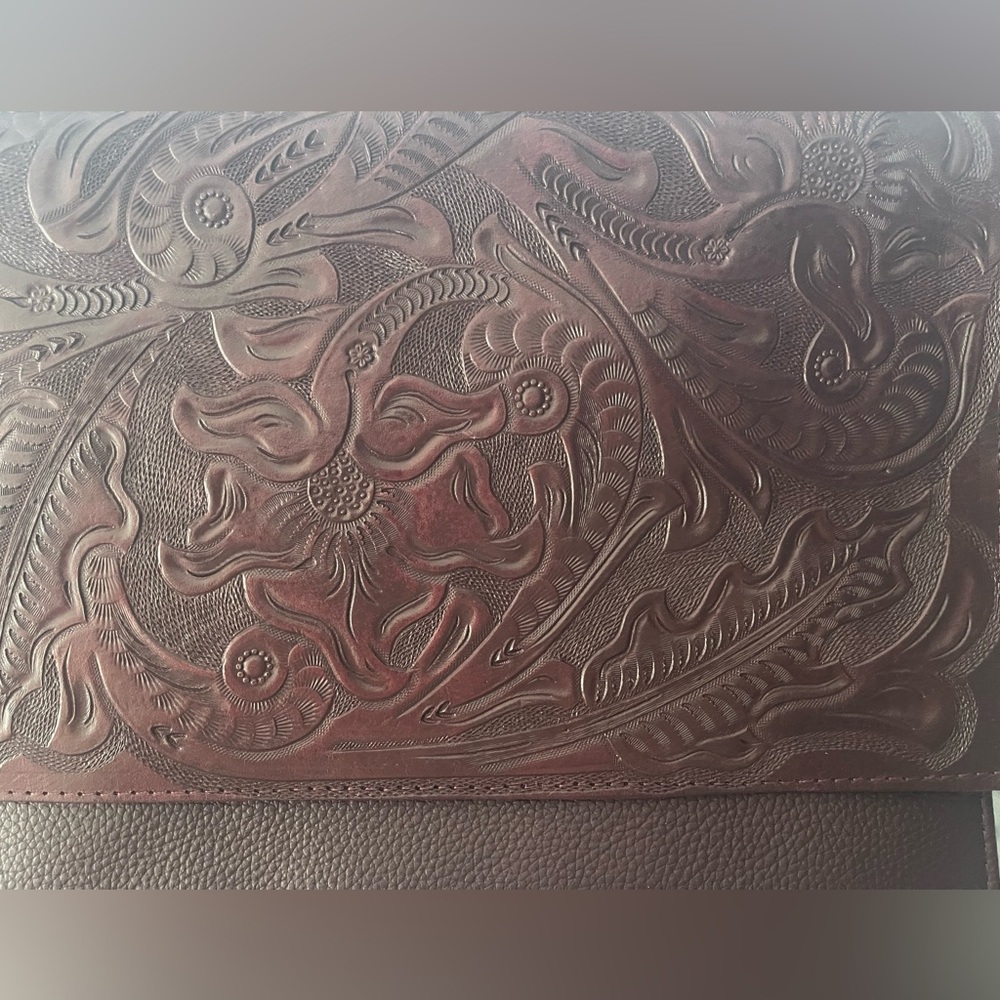 Leather embossed burgundy purse